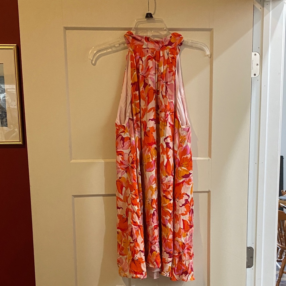Floral Sleeveless Jumpsuit - Pink and Orange